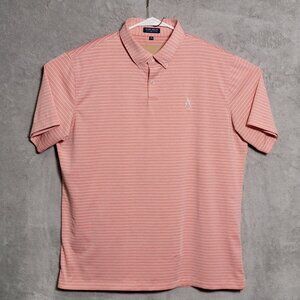 Peter‎ Millar Crown Crafted Polo Shirt Men Size XL Orange Striped Stretch Golf